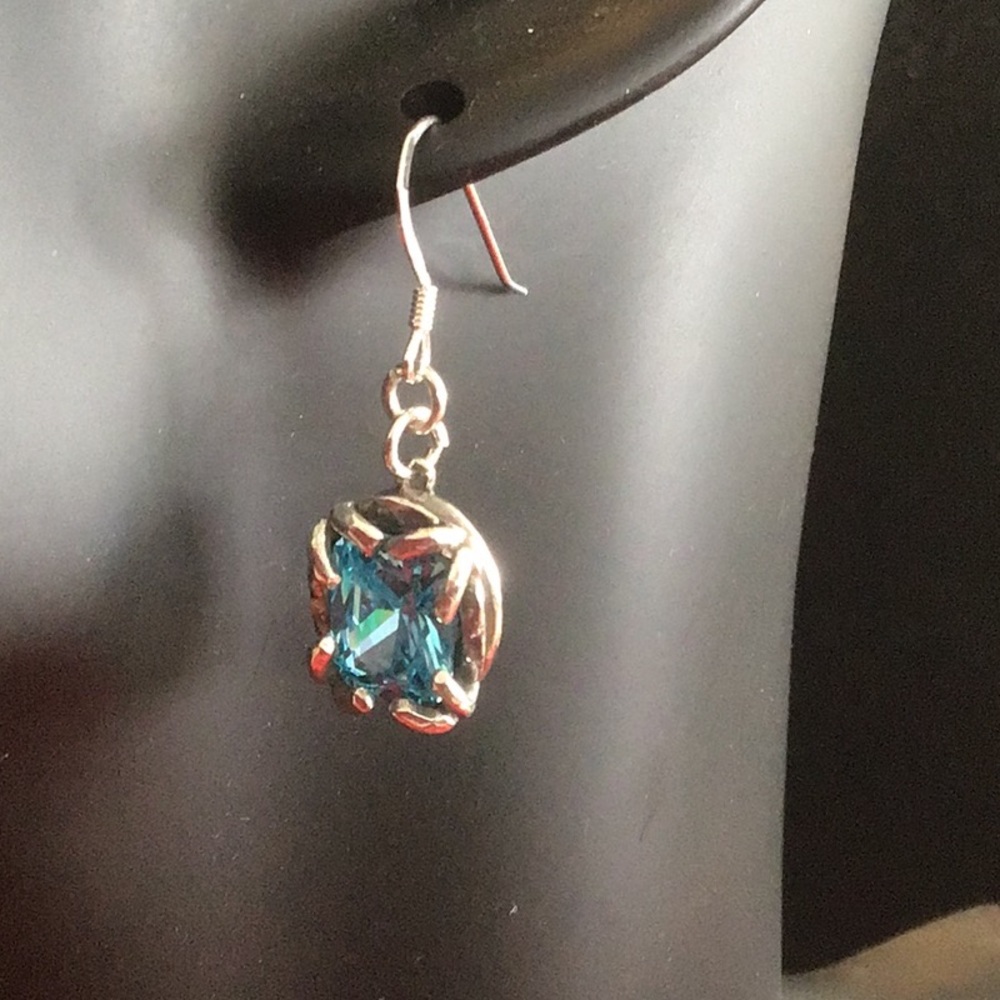 Dainty Blue and Silver Swirl Earrings